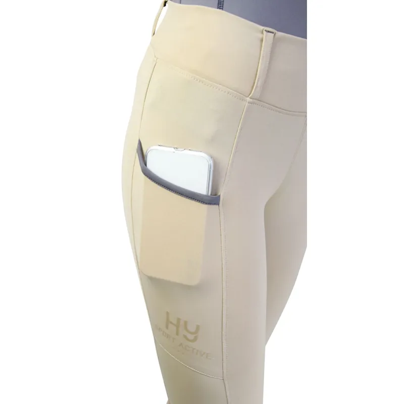 Hy Sport Active Young Rider Riding Tights - Beige/Pencil Point Grey-1